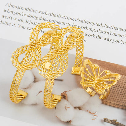 Fashion Jewelry Set for Women Gold Color Knot Design Cuff Bangle New Design Beads Bracelet Weddings Bridal Jewelry Accessories