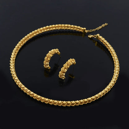 Dubai 18K Gold Plated Necklace Bracelet Ring Earrings Set for Women Charms Jewelry Set for Women Elegant Gift for Party Wedding