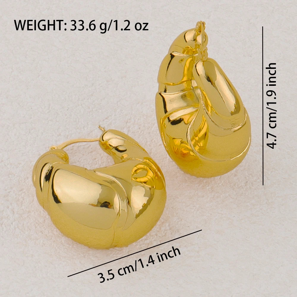 Vintage Fashion Glossy Stainless Steel Earrings Gold Plated Geometric Circle Earring For Woman New Trend Circle Earring Gift