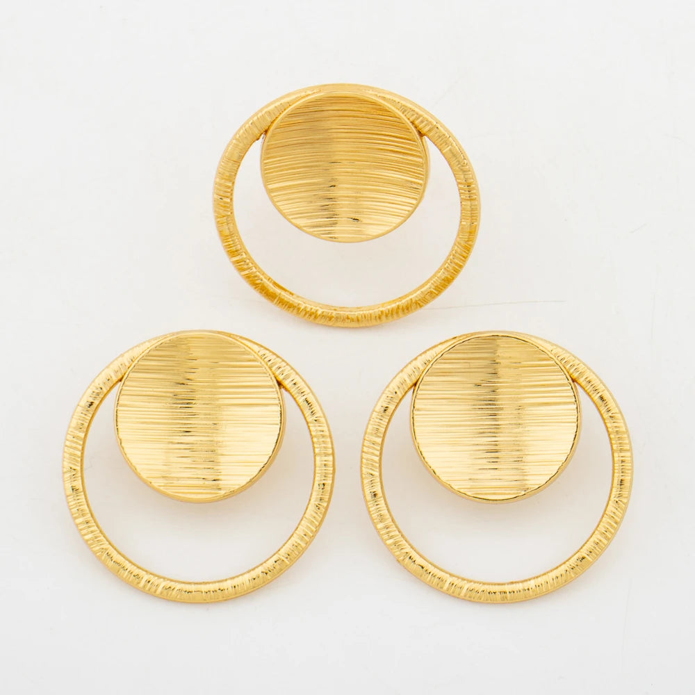 Fashion Earrings and Ring Jewelry Set for Women 18k Gold Color Clip Earrings Finger Ring Set for Engagement Party Accessories