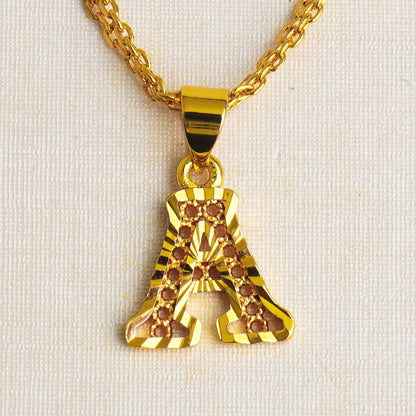 Fashion Gold Plated 26 Initial Letter Pendant A-Z Letters Necklaces English Letter Alphabet Figaro Chains Gold Color Jewelry