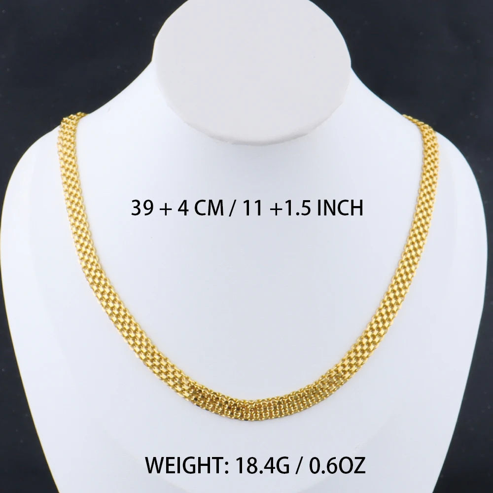Stainless Steel Flat Necklace Gold Color Waterproof Golden Plated Snake Chains Necklaces No Fade Jewelry Accessories Gift
