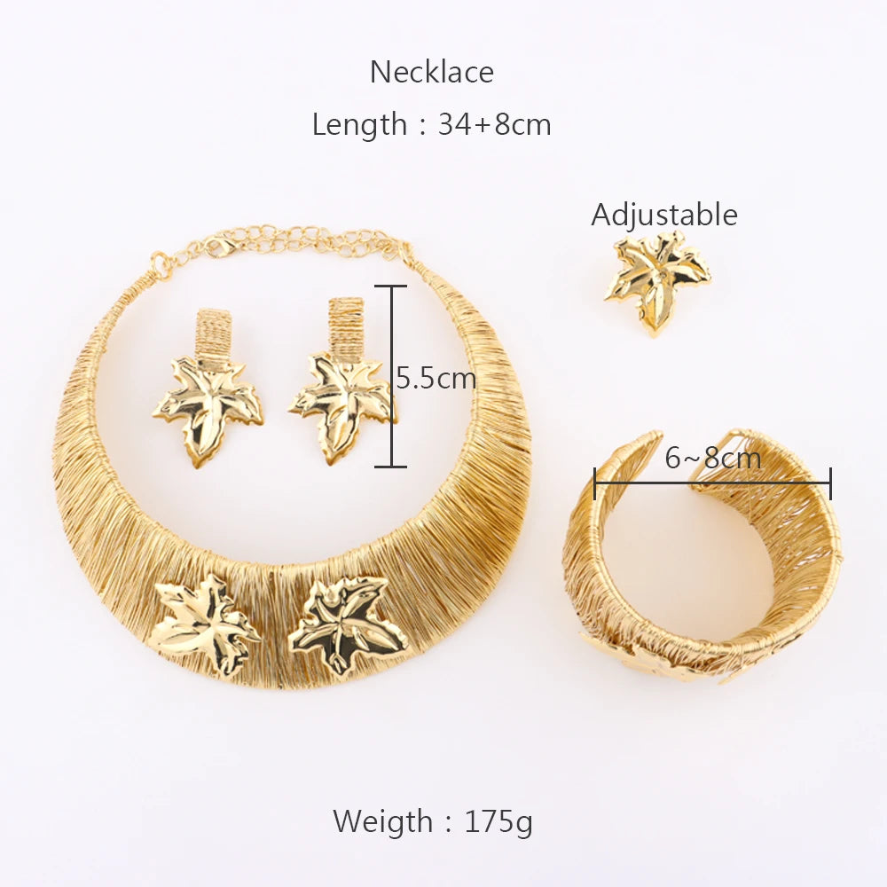 Dubai Jewelry Sets for Women, Nigerian Indian Bridal Necklace Earring Set Party Gift Jewellery Woman Accessories