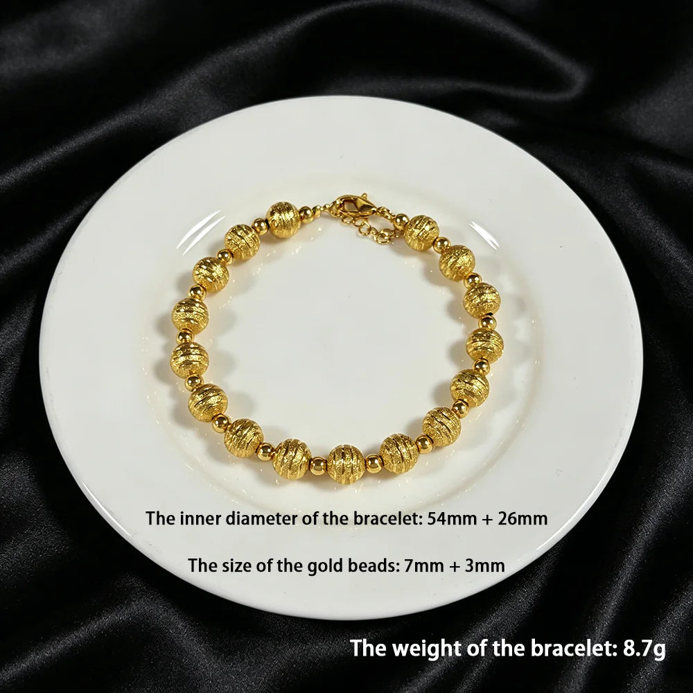 Stainless Steel Beads Bracelets Woman Gold Plated Beaded Bracelet Waterproof Jewelry Daily Wear Party Holiday Jewelry Gifts