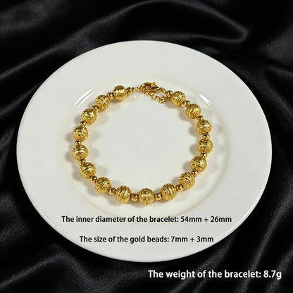 Stainless Steel Beads Bracelets Woman Gold Plated Beaded Bracelet Waterproof Jewelry Daily Wear Party Holiday Jewelry Gifts
