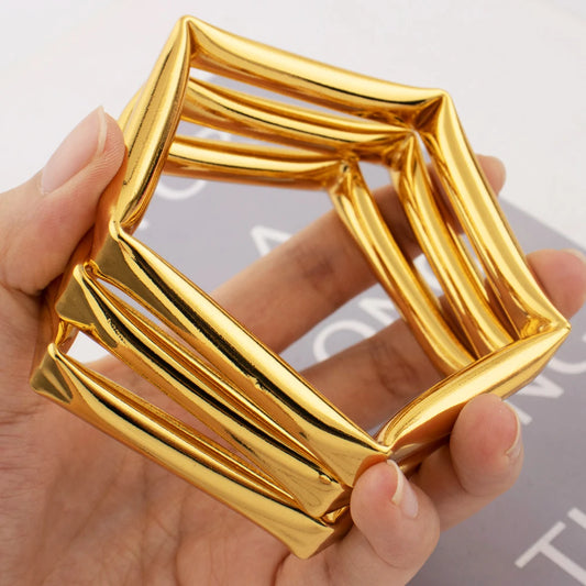 316L Stainless Steel Tone Vintage Elegant Geometry Bangle Jewelry Gift for Women Earrings Minimalist Chic Accessories for J