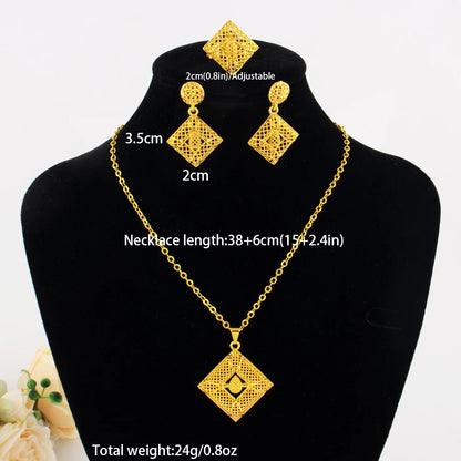fashion gold jewelry set stainless steel earrings necklaces for women simple Personality gift wedding party Accessories