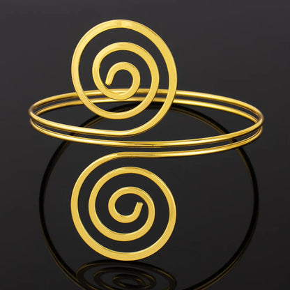 European and American Fashion Women's 1 Pcs Jewelry Nigeria Gold Color Circle Arm Bracelet Travel Party Festival Dress Up Gift