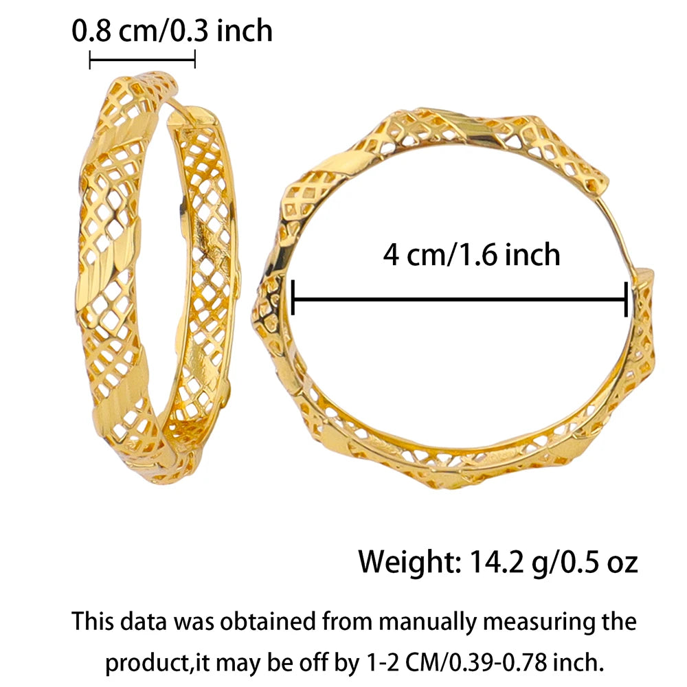 Luxury 24K Gold Plated Earrings for Women Large Circle Earring Stainless Steel Gold Color Chunky Dome Earring Wedding Gifts
