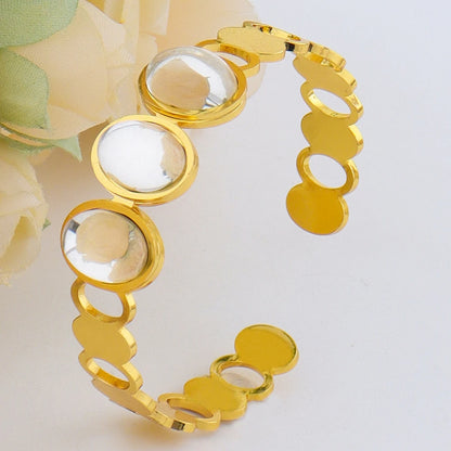 Luxurious High-quality Stainless Steel Gold Color Cuff Bracelet Bangle for Women Gold Plated Waterproof Jewelry Gifts