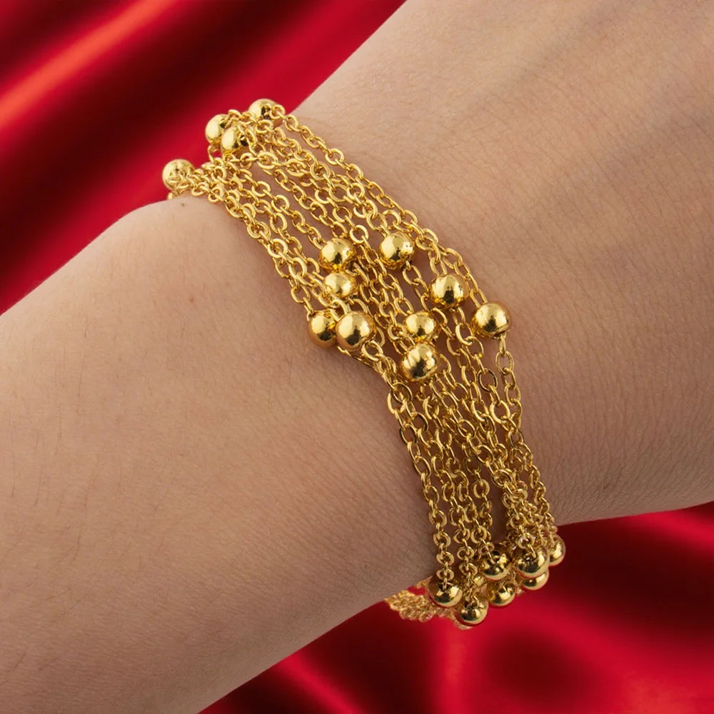 Exquisite Fashion 18K Gold Plated Jewellery Set For Woman Bridal Nigerian African Long Chain Necklace Earrings Bracelet Set