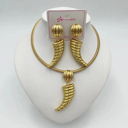 Dubai Jewelry Sets For Women Large Earrings and Pendant Necklace 2Pcs Set Nigeria Bridal Weddings Party Accessory Gifts