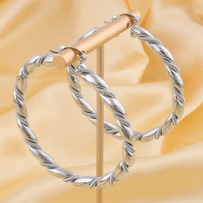 Vintage Round Stainless Steel Hoop Earrings For Women Gold Plated Earring Wedding Party Jewelry Christmas Gifts