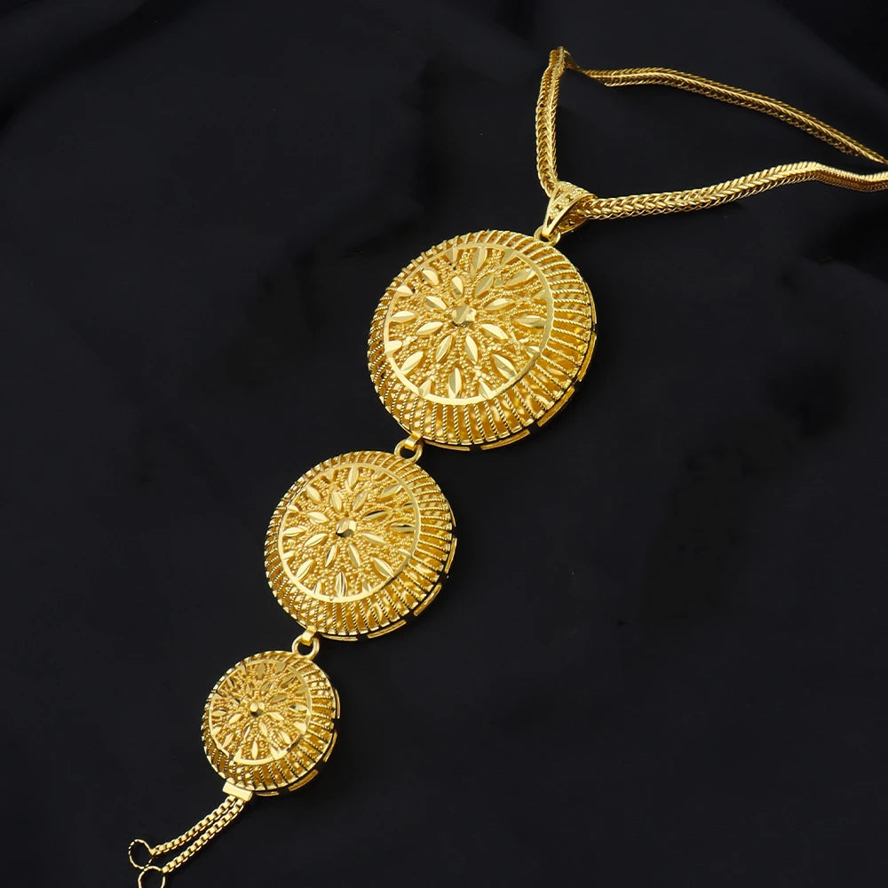 Luxury Dubai Women Jewelry Sets Fashion Jewelry Earrings Necklace Gift For Wedding Indian Arabic Gold Plated Set For Party
