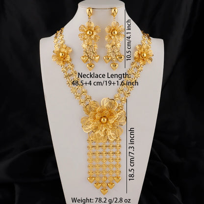Dubai Necklace and Earrings Set Statement Design for Brides Wedding Attire Bridesmaids' Gifts, and Women's Jewelry Set