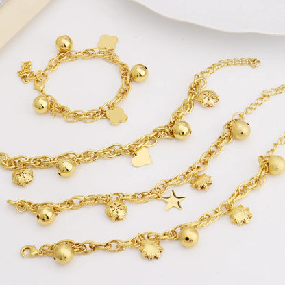 Stainless Steel Hollow Chain Bracelet Women Personalized Charm Jewelry Earrings Set Rust Proof Bangle Gift**