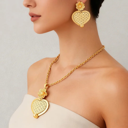 women Fashion 316L stainless steel Gold Plated stainless steel jewelry set Personality Simple necklaces earrings party gift