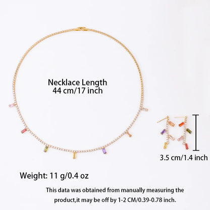 Fashion Colorful Cubic Zirconia Stainless Steel Necklace For Women 18K Gold Plated Fashion Waterproof Jewelry Gifts