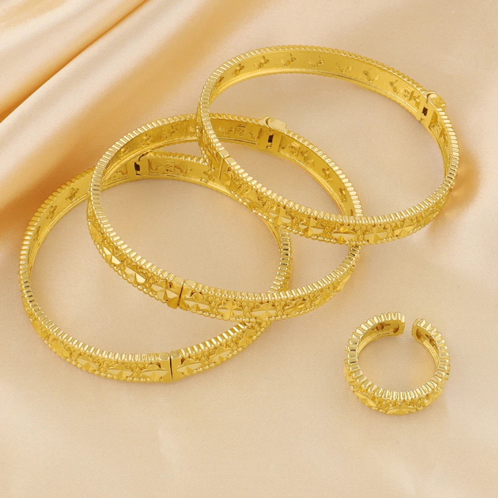 Fashion 18K Gold Plated Flower Bangle for Women Middle East Wedding Accessory Bridal bangles for women free shipping