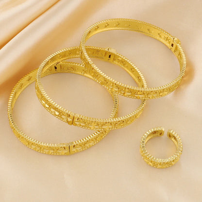 Fashion 18K Gold Plated Flower Bangle for Women Middle East Wedding Accessory Bridal bangles for women free shipping