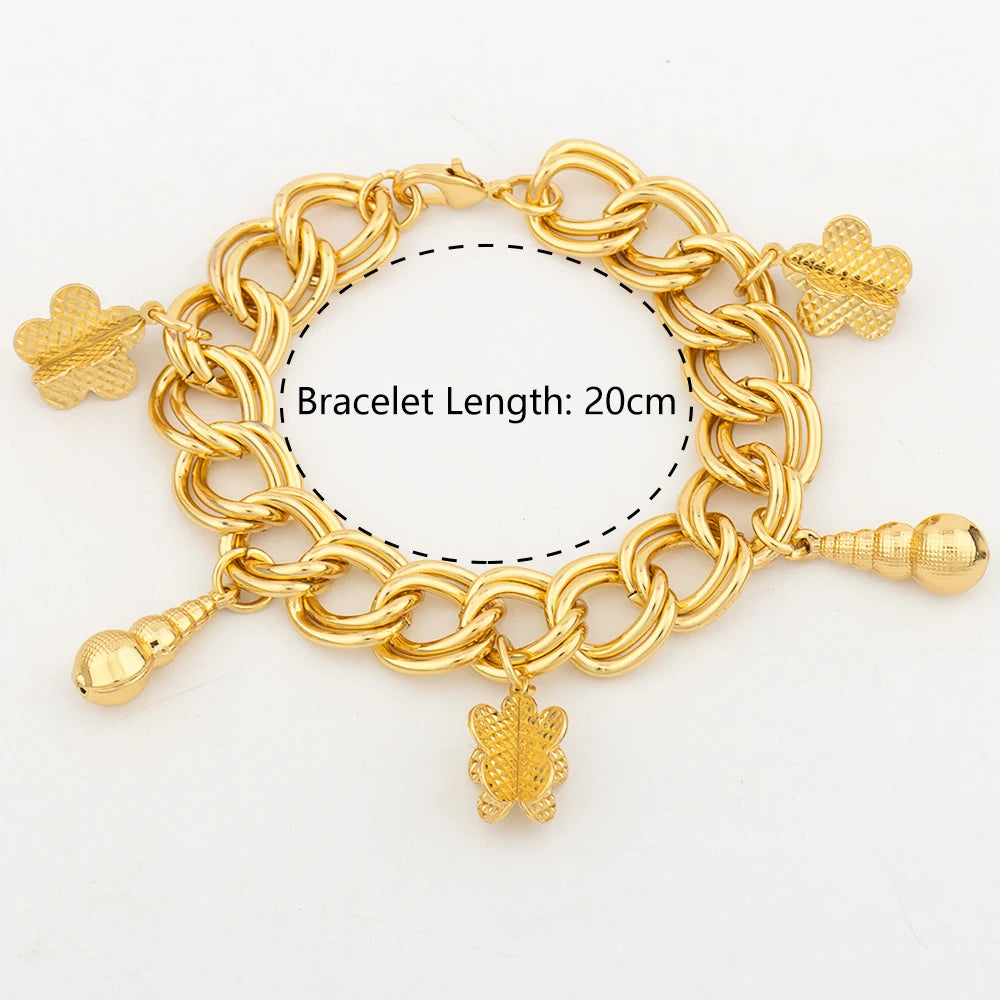 YM Charm Chain Jewelry Fashion 18K Gold Plated Copper Bracelets With Small Pendant for Women Jewelry Accessories Party Gifts - YUEMING JEWELRY