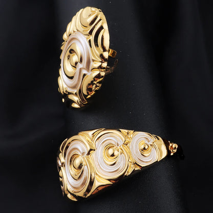 Luxury Shine Gold Plated Heavy Necklace Earrings Bracelet Ring Set for Women Dubai Noble Charms Jewelry Gift for Party Wedding