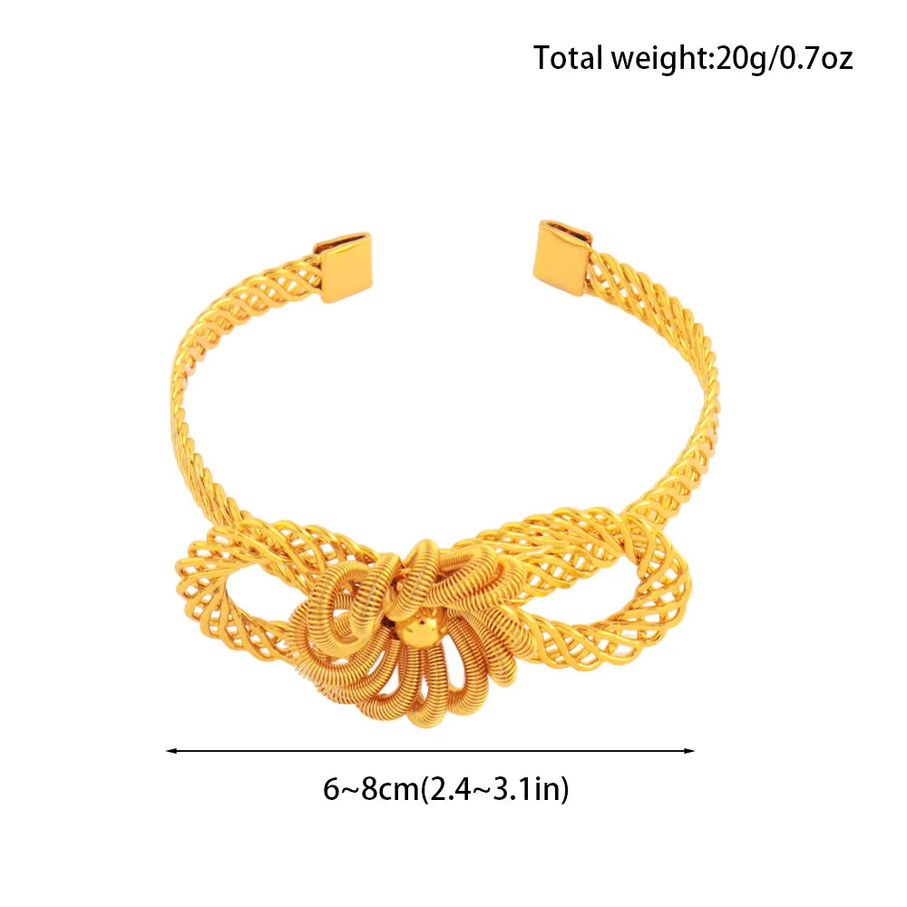 Nigeria Women Luxury  Adjustable Bracelet Dubai Fashion Flower Bangle Weaving Bangle Jewelry Gift For Party Mother's Day Wedding