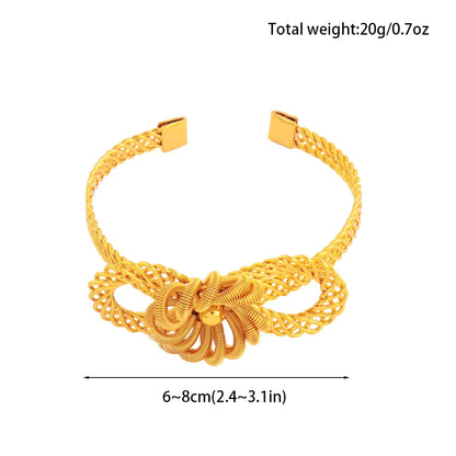 Nigeria Women Luxury  Adjustable Bracelet Dubai Fashion Flower Bangle Weaving Bangle Jewelry Gift For Party Mother's Day Wedding