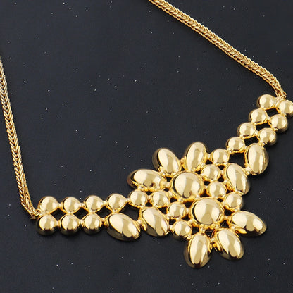France Luxury Flower Jewelry Set For Women Dubai Gold Color Bridal Wedding Necklace Earrings Bracelet Ring Set Costume Jewelry