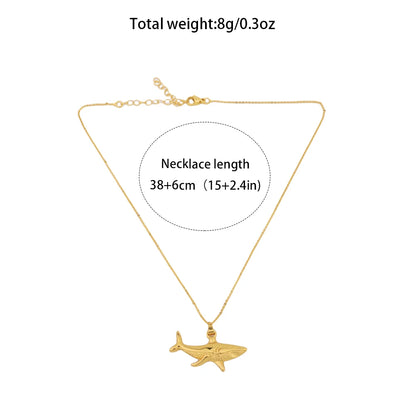 Plated Dragonfly Whale Pendant Necklace, Trendy Stainless Steel Jewelry for Women, Elegant Daily Accessory, Ideal Gradu