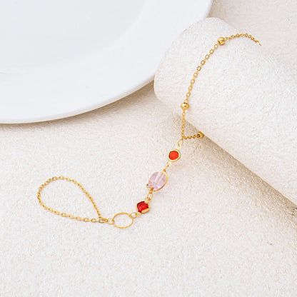 Fashionable Gold Plated Bracelet Women's Link Bracelet Stainless Steel Ring Bracelet, Fashionable Wedding and Party Jewelry