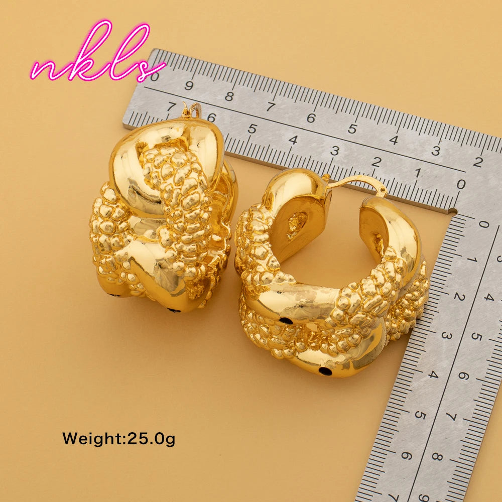 Fashion Simply Design Ear Vintage Large Earrings For Women Girls Copper Hoop Earrings Party Gifts Accessories Wholesale