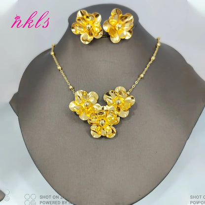 African Flower Jewelry Set for Women – Dubai Luxury Necklace & Earring Set, Bohemian Summer Gift for Her