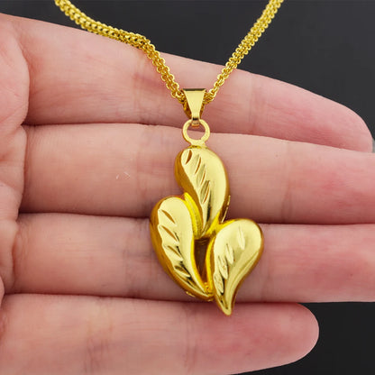 Stainless Steel Woman'Jewelry Set Heart Pendant Necklace Earrings Fashion Korean Golden Love Sets for Wedding Party Gift