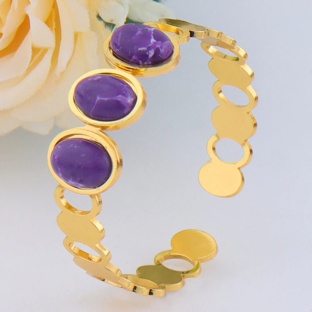 Luxurious High-quality Stainless Steel Gold Color Cuff Bracelet Bangle for Women Gold Plated Waterproof Jewelry Gifts
