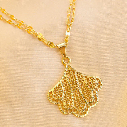 Dubai 24K Gold Color Jewelry Set For Women Necklace Pendant Earrings Rings Wedding Nigeria France Jewelry Set Party Gifts