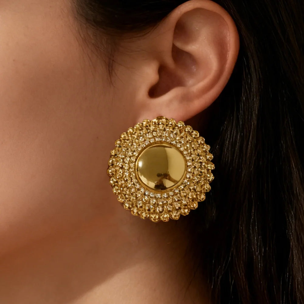 18k Gold Plated earrings jewelry for Woman stainless steel earrings Dubai Bride Engagement Luxury Hoop Earrings Set