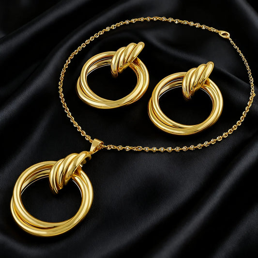 316L Stainless Steel Irregular Lines Earrings Necklace 18K Gold Plated Geometric Jewelry For Women Men Vintage Punk Jewelry