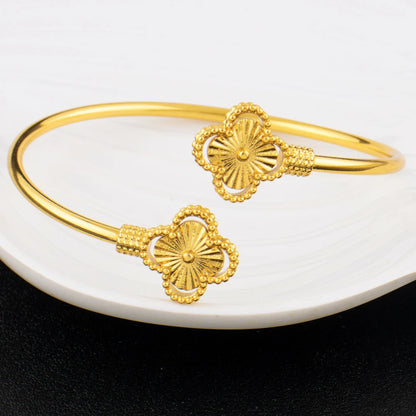 New Design Classic Luxury Stainless Steel Clover Bracelets Ring Elegant Temperament For Woman Jewelry Daily Wear Festival Gifts