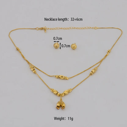 Dubai Gold Color Small Beads Necklace Earrings Fashion Charms Ball Sets for Women/Girls Ethioipian Jewelry African Indian Gift
