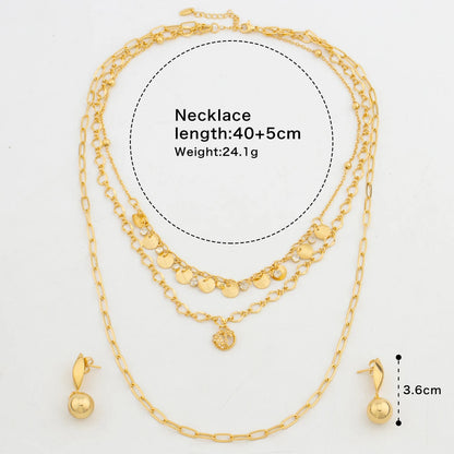 3Piece Charm Chain Set for Women New Women's V-shaped Geometric Pendant Multi-Layer Necklace Earrings Birthday Christmas Gifts