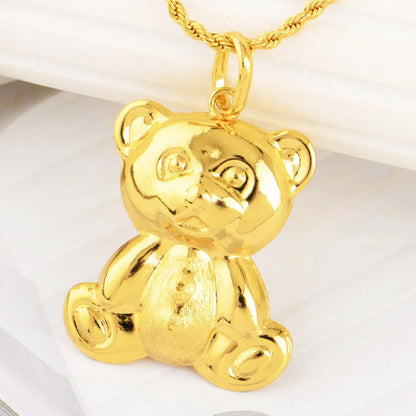 Gold Color Bear Pendant Fashion 18K Golden Plated Necklace Mens Women DIY Jewelry Music Festival Party Anniversary Gift