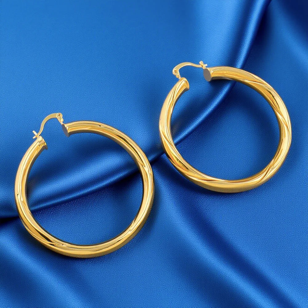 Fashion Glossy Stainless Steel Chunky Hoop Earrings 18K Gold Plated Geometric Circle Earring Vintage Wedding Party Jewelry