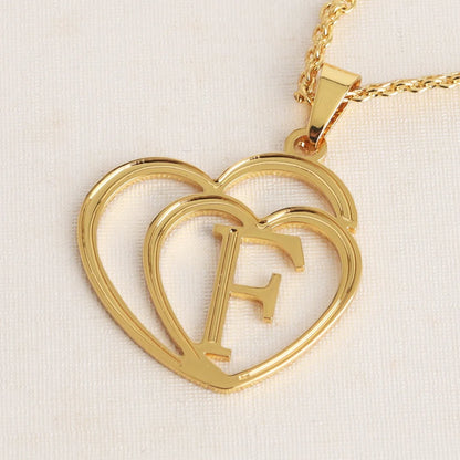 18K Gold Tone Ethiopia Heart Letter Necklace, Stainless Steel Personalized Jewelry for Women, Party Easter Gift, Necklace Woman