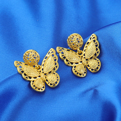 Luxury Butterfly Design Jewelry Set for Women Gold Plated Pendant Necklace Earrings Bracelet Ring Weddings Party Accessories
