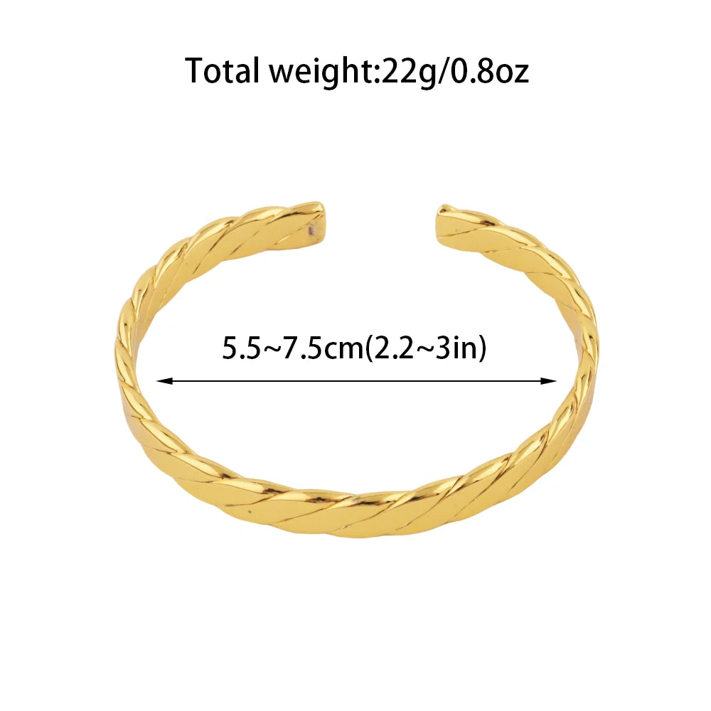 Stainless Steel Gold Plated Bracelet Simple and Trendy Women's Personalized Adjustable Opening Bracelet Waterproof Jewelry
