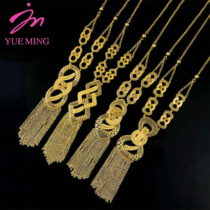 Luxury Arabic Gold Wedding Jewelry Set 24k Gold Plated Dubai Bridal Necklace Earrings Oman Women Vintage Jewelrys Gift For Mom