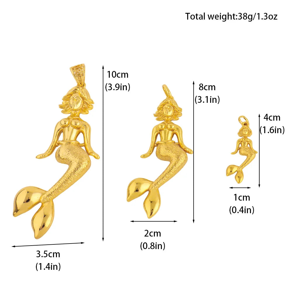 Fashion Mermaid Key Pendant for Women Necklaces Copper Gold Plated Jewelry Accessories Making Component Wholesale