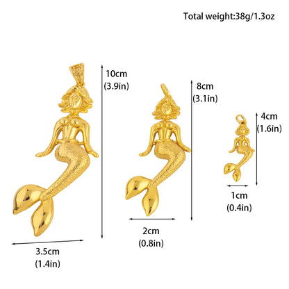Fashion Mermaid Key Pendant for Women Necklaces Copper Gold Plated Jewelry Accessories Making Component Wholesale