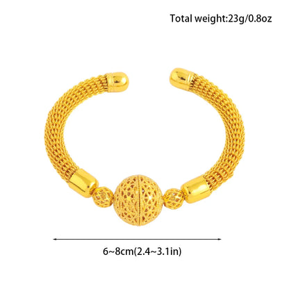Women Charm Adjustable Bracelet Dubai Round Bead Bangle African Hollow Out Bangle Jewelry Gift For Party Mother's Day Wedding